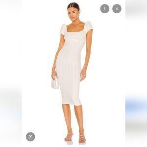 LPA Revolve Coco Dress Ivory Ribbed Sweater